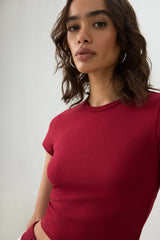 Basic Cropped Crew Neck T Shirt