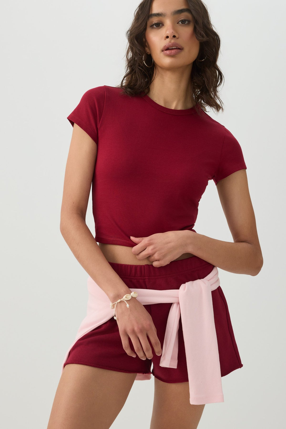 Basic Cropped Crew Neck T Shirt