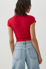 Basic Cropped Crew Neck T Shirt