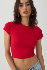 Basic Cropped Crew Neck T Shirt