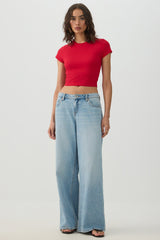 Basic Cropped Crew Neck T Shirt