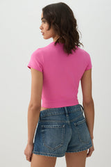 Basic Cropped Crew Neck T Shirt