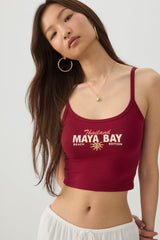 Graphic Ribbed Crop Tank Top