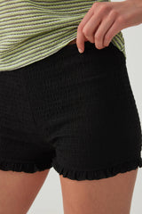 Smocked Ruffled Knit Shorts