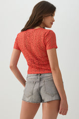Lace Button-Front Top