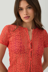 Lace Button-Front Top