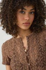 Lace Button-Front Top