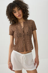 Lace Button-Front Top