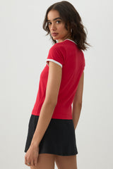 Contrast Trim Thailand Crop T-Shirt