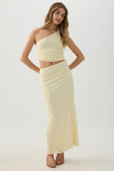 Mesh One-Shoulder Maxi Dress