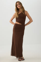 Mesh One-Shoulder Maxi Dress