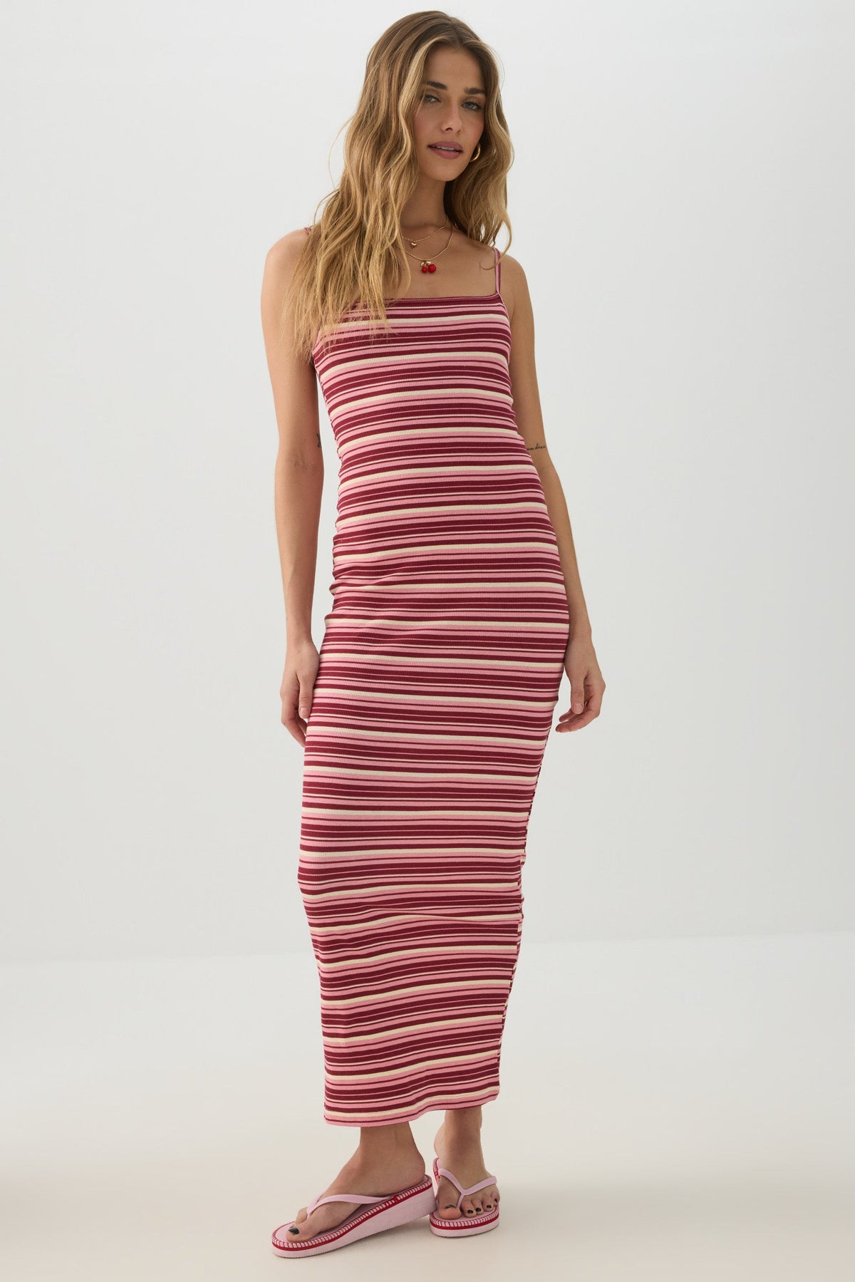 Striped Ribbed Maxi Dress