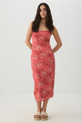 Floral Mesh Midi Dress