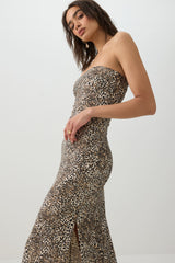 Leopard Tube Top Maxi Dress
