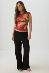 Floral Graphic Mesh Top