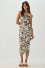 Strapless Mesh Midi Dress