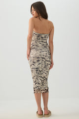 Strapless Mesh Midi Dress