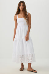 Eyelet Tiered Smocked Maxi Dress