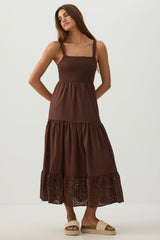 Eyelet Tiered Smocked Maxi Dress