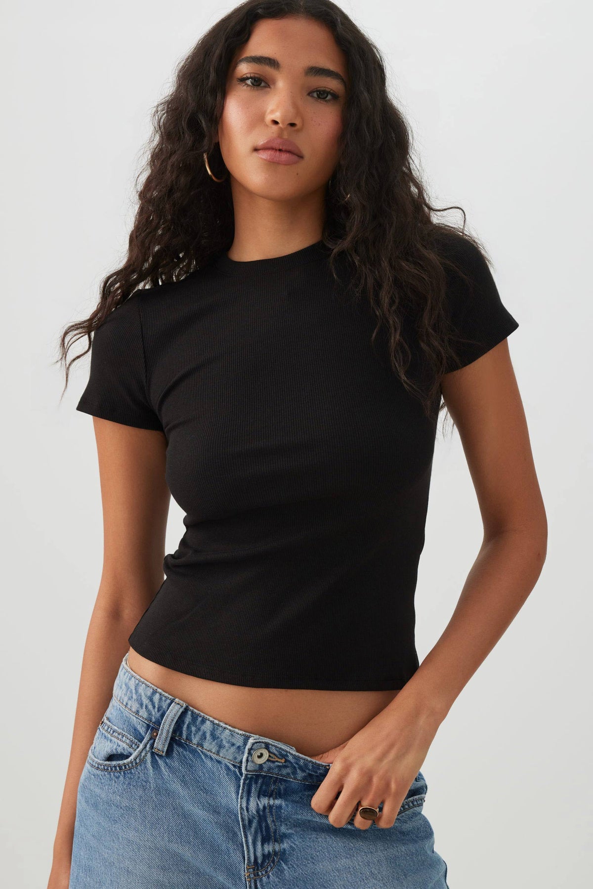 Rib Crew Neck T-Shirt
