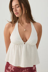 Linen Blend Halter Tank Top