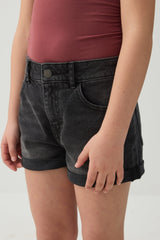 Rolled-Hem Denim Shorts