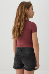 Rolled-Hem Denim Shorts