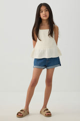 Rolled-Hem Denim Shorts