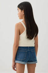 Rolled-Hem Denim Shorts