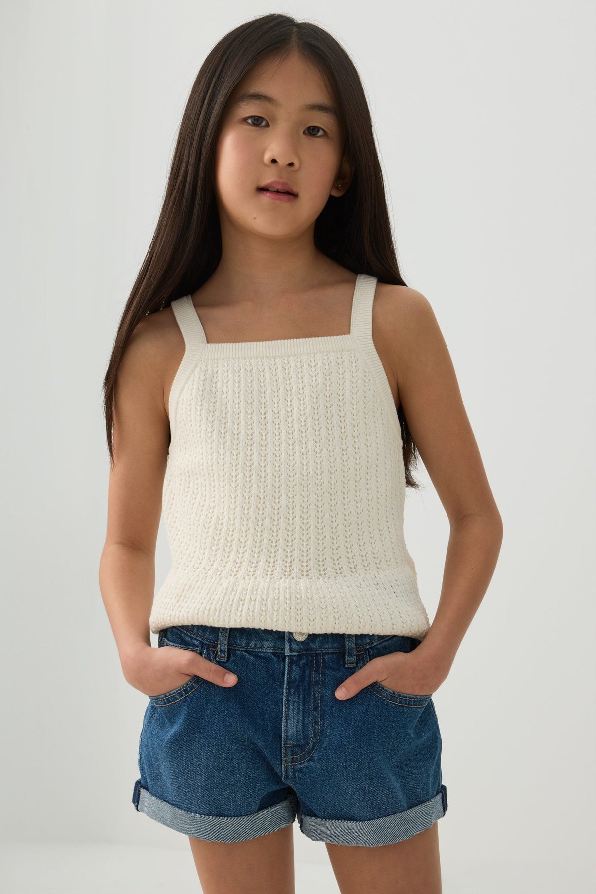 Rolled-Hem Denim Shorts