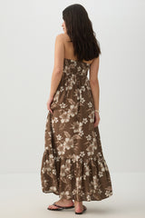 Strapless Floral Maxi Dress