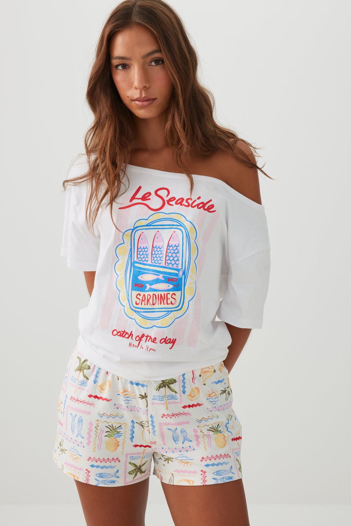 Oversized Off Shoulder PJ T-Shirt