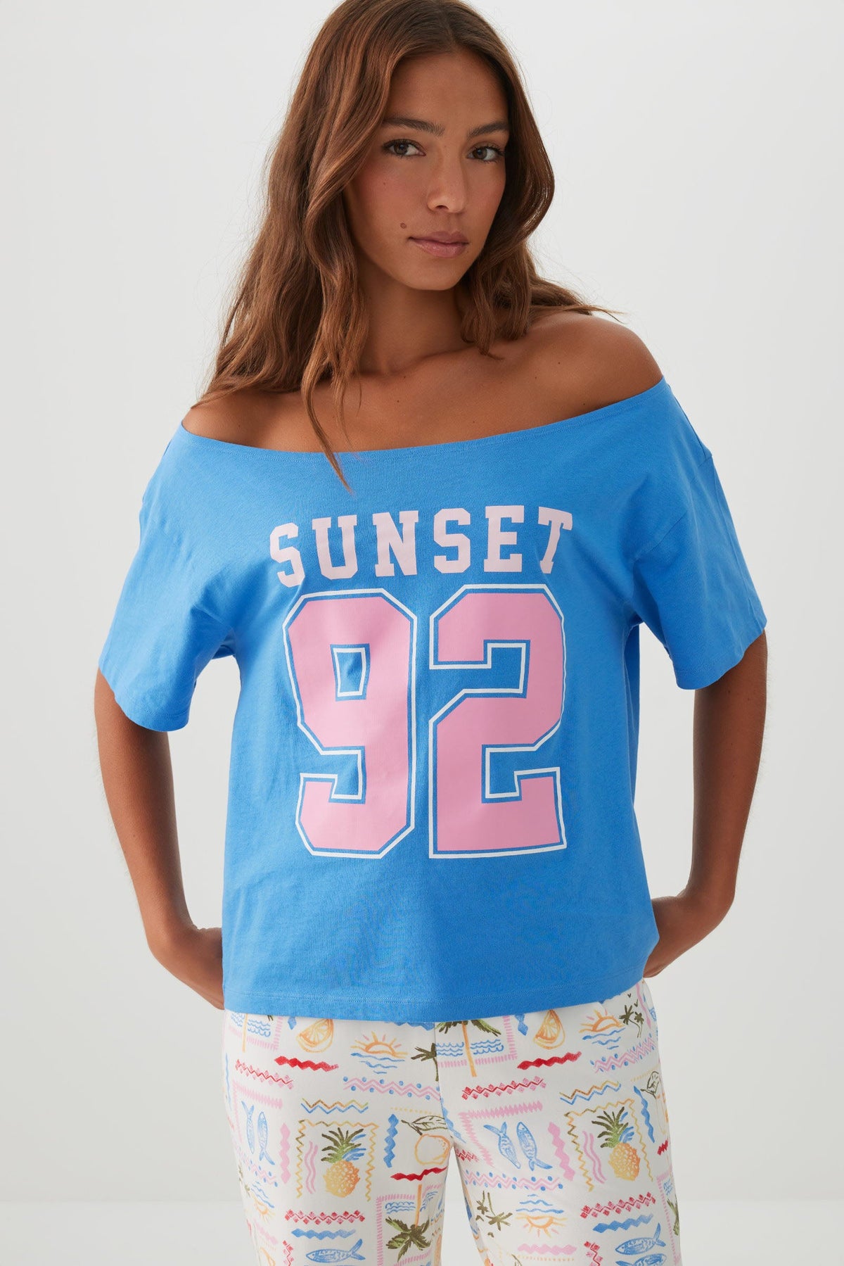 Oversized Off Shoulder PJ T-Shirt