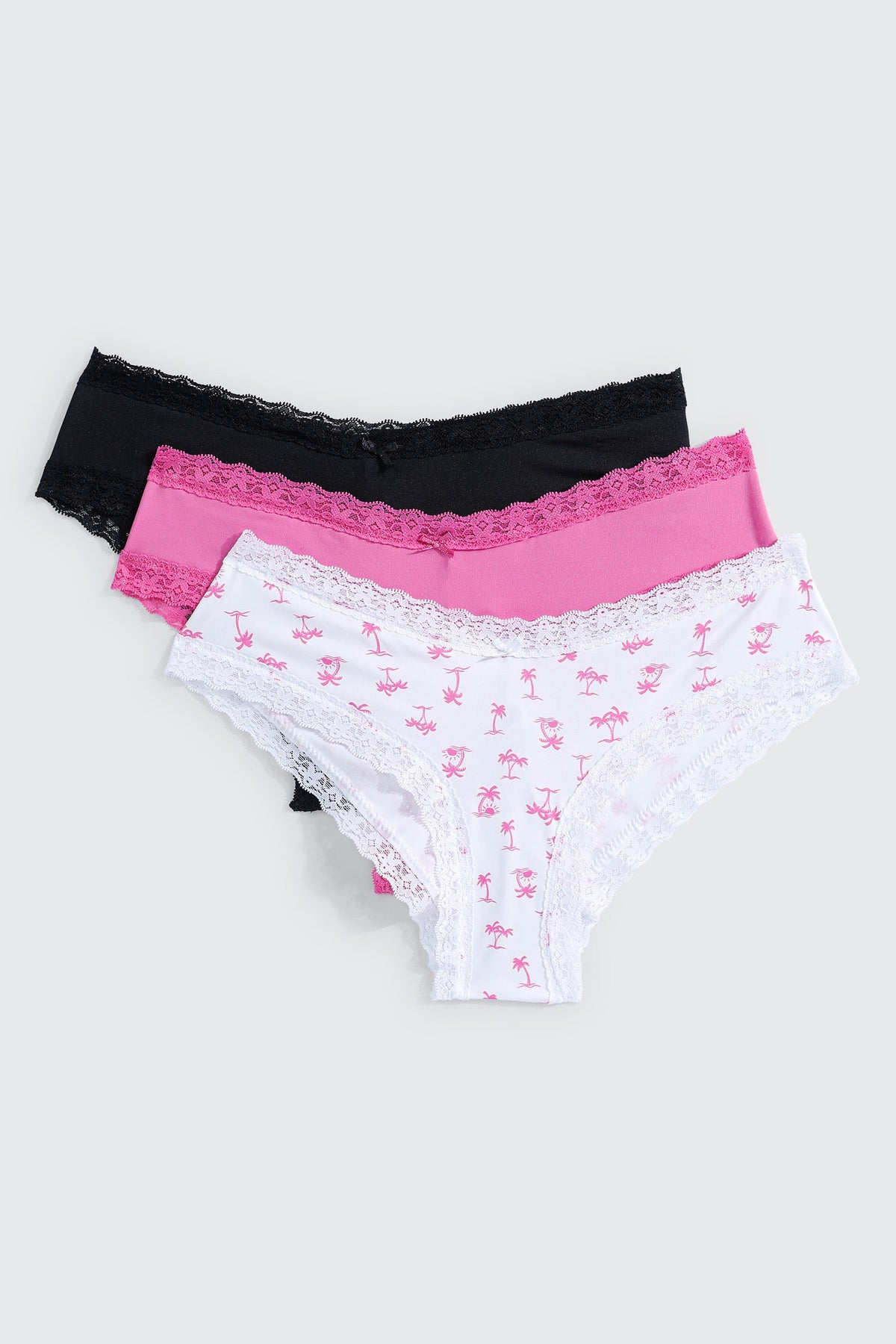 3-Pack Lace Trim Cheeky Panties