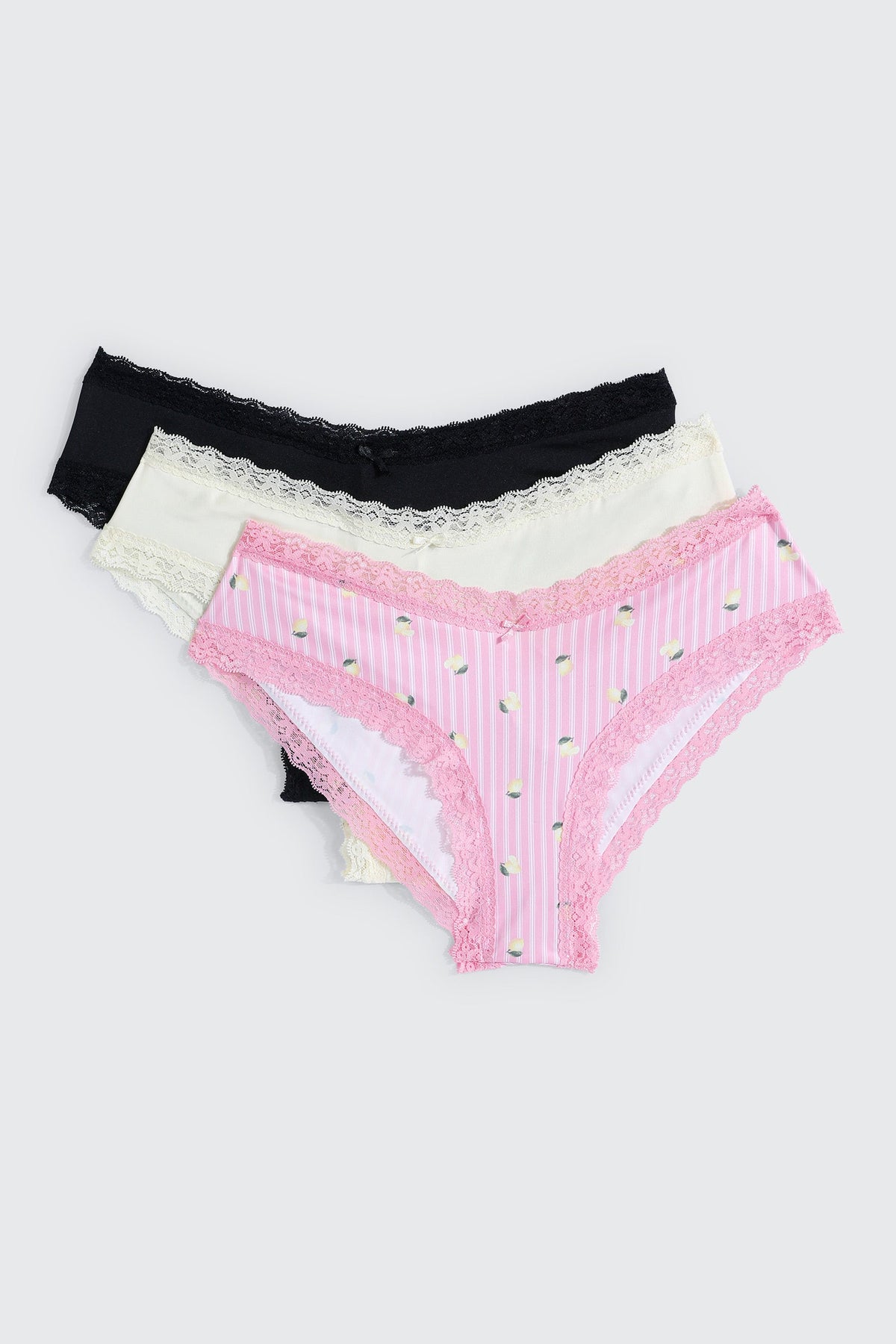 3-Pack Lace Trim Cheeky Panties