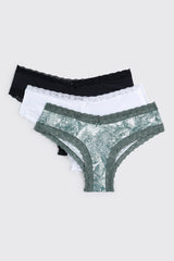 3-Pack Lace Trim Cheeky Panties