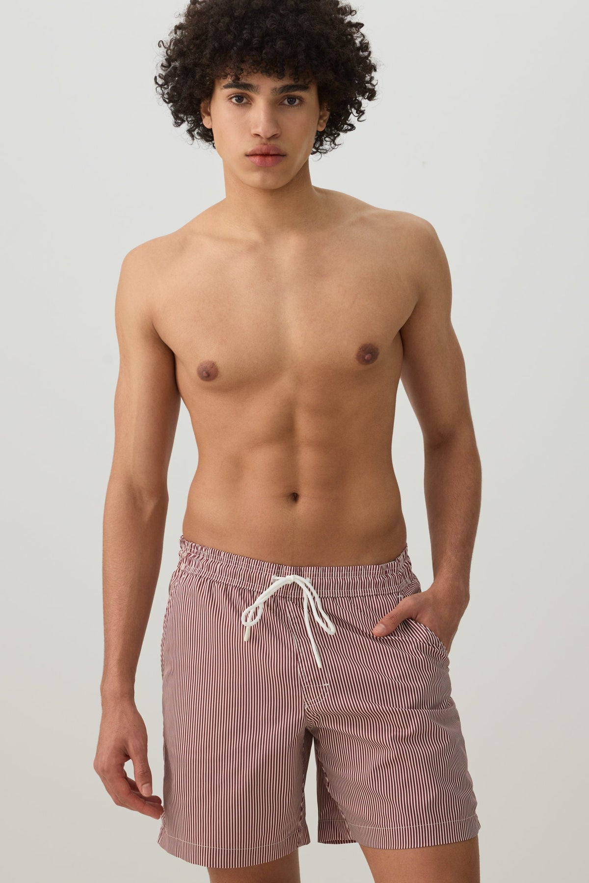 Striped Print Swim Trunks