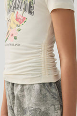 Ruched Side Printed T-Shirt