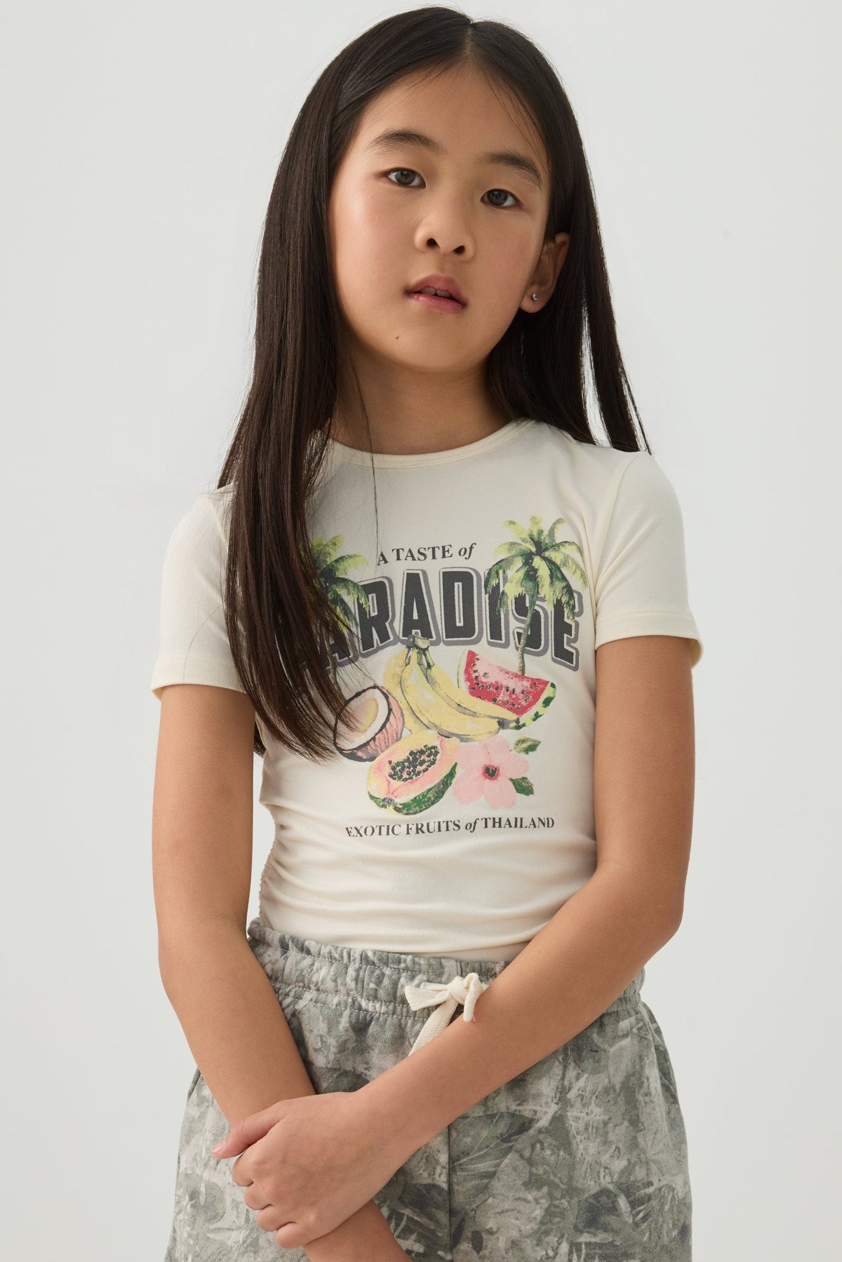Ruched Side Printed T-Shirt