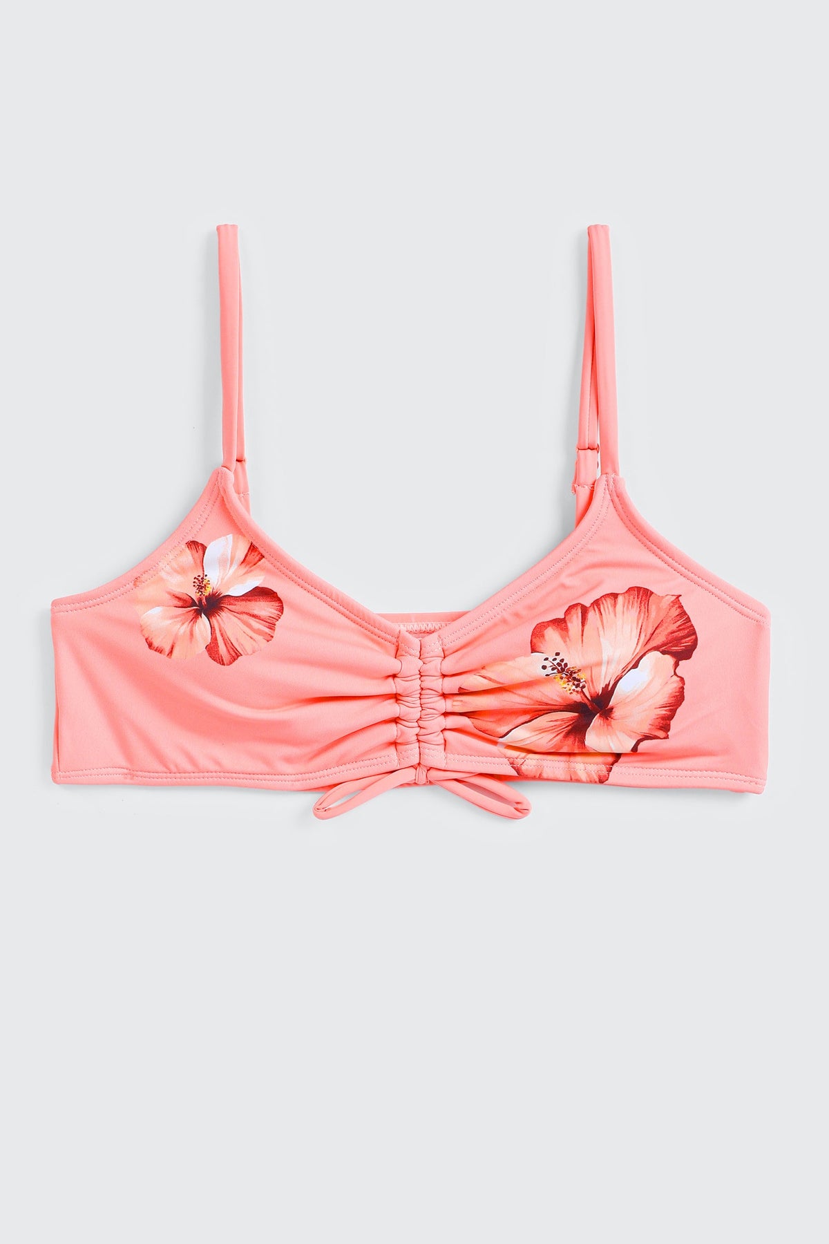 Ruched Floral Bikini Top