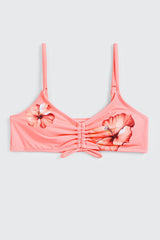 Ruched Floral Bikini Top