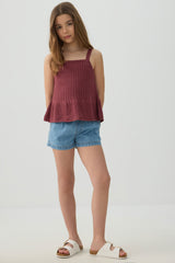 Textured Knit Peplum Tank