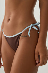 Contrast Bare Side Tie Bikini Bottom