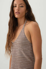 Striped Textured Knit Halter Dress