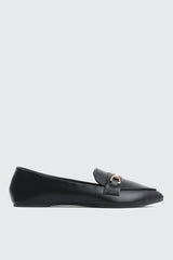 Faux Leather Pointed Toe Loafers