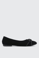 Faux Suede Ballet Flats with Braided Detail
