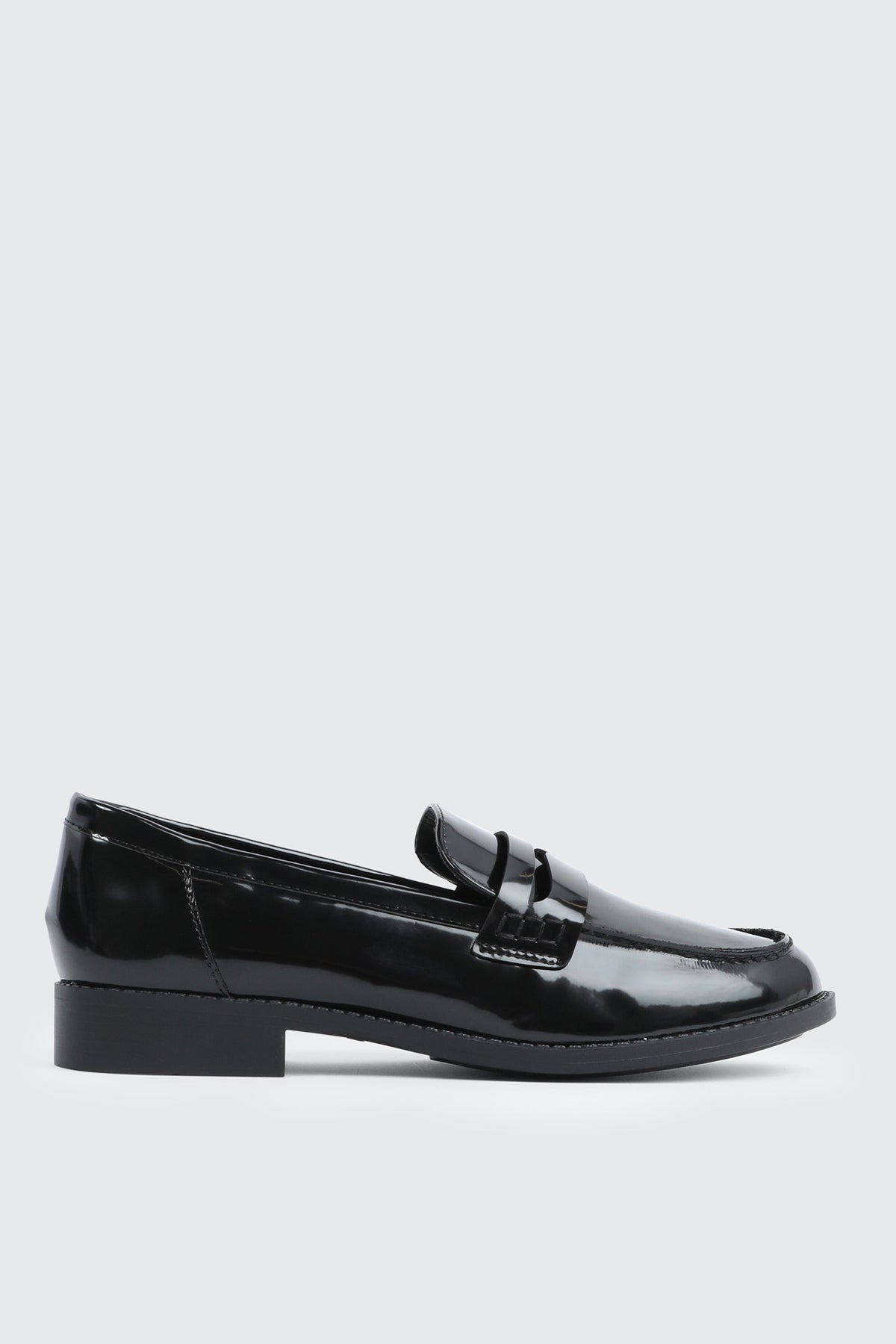 Black Faux Leather Loafers