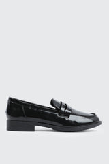 Black Faux Leather Loafers