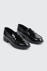 Black Faux Leather Loafers