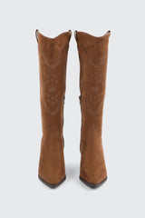 Knee High Cowboy Boots with Floral Embroideries